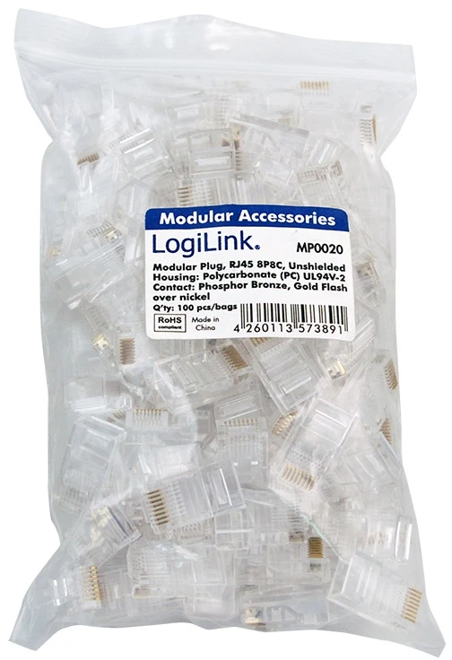 LOGILINK MP0020 LOGILINK - RJ45 Modulinis kištukas plokščiam kabeliui, neekranuotas