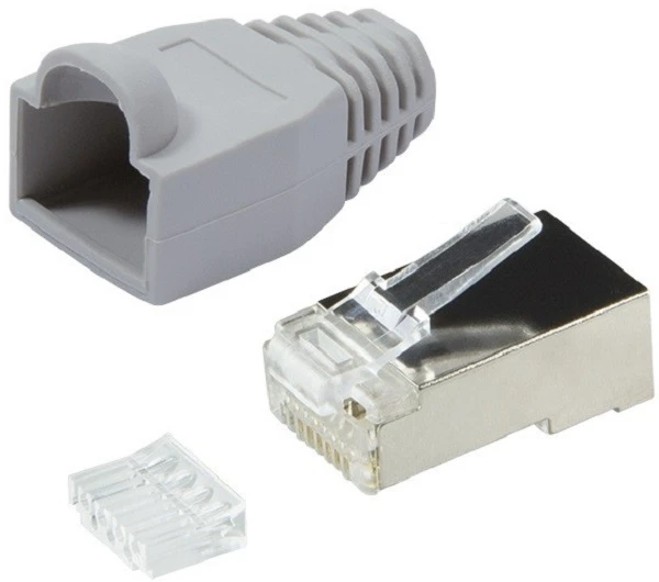 LOGILINK MP0021 LOGILINK - Kištukinė jungtis Cat.6 RJ45 100vnt. komplektas, ekranuotas, pilkas