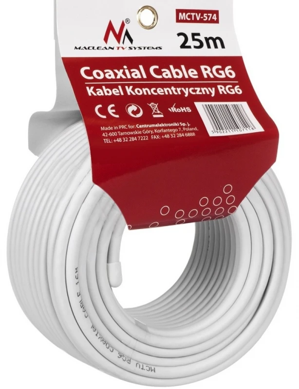 MACLEAN MCTV-574 Maclean MCTV-574 Satellite coaxial cable 1.0CCS RG6 25M