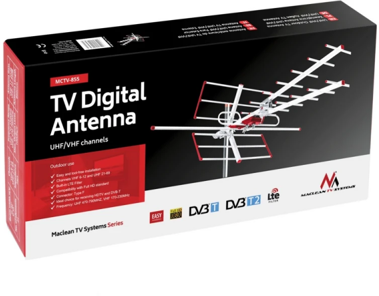 MACLEAN MCTV-855 Maclean MCTV-855 lauko antena TV DVB-T Combo UHF VHF pasyvus max 100dBuV