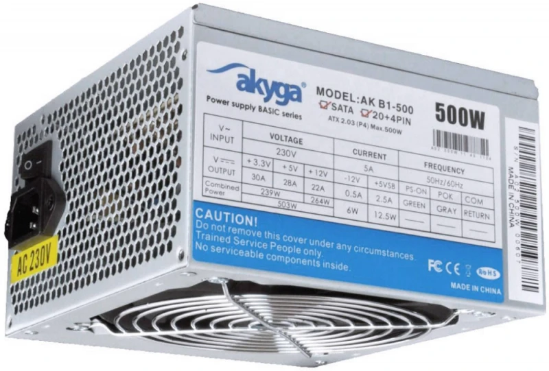 Maitinimas AKYGA AK-B1-500 Basic 500W, DC 3.3/5/±12V, 1x120, be maitinimo laido