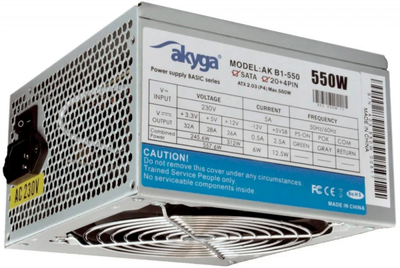 Akyga Basic ATX maitinimo šaltinis 550W AK-B1-550 Fan12cm P4 3xSATA PCI-E