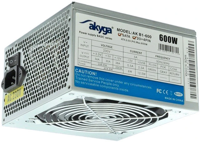 Akyga Basic ATX maitinimo šaltinis 600W AK-B1-600 Fan12cm P4 3xSATA PCI-E