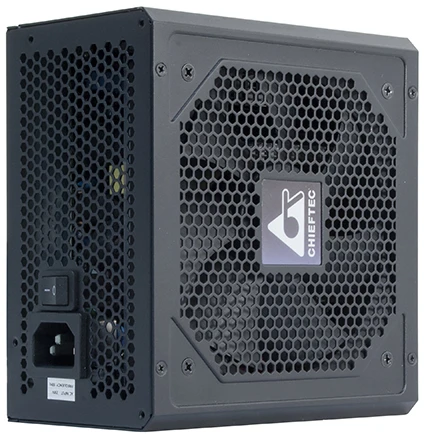 CHIEFTEC ECO serijos 500 W ATX-12V V.2.3 maitinimo šaltinis su 12 cm ventiliatoriumi Aktyvus PFC 230 V tik 85 proc. Efektyvumas, įskaitant maitinimo laidą