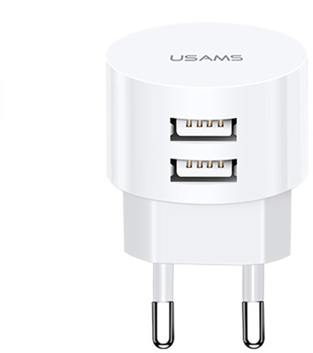 USAMS Laidinis įkroviklis 2xUSB T20 2.1A Round (only head) baltos spalvos Fast Charging CC80TC01 (US-CC080)