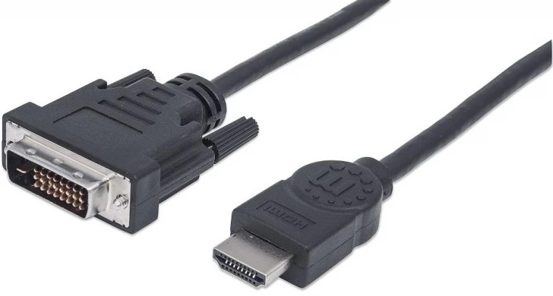StarTech Intracom MANHATTAN HDMI / DVI Cable 1.8m juodas HDMI 19 kontaktų kištukas DVI-D 24+1 male auksinis padengtas jungtys