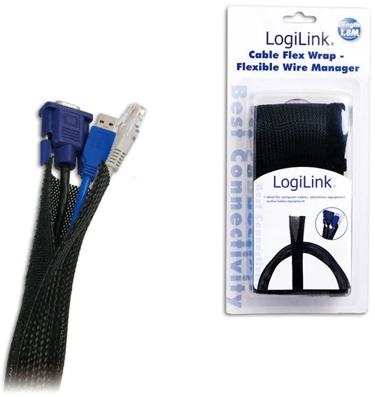 LOGILINK Elastyczny organizator kabli, juodas