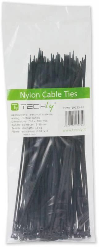 Goobay Techly 280 x 4.8mm kabelių tvirtinimo dirželis Nailonas Juoda 100 vnt