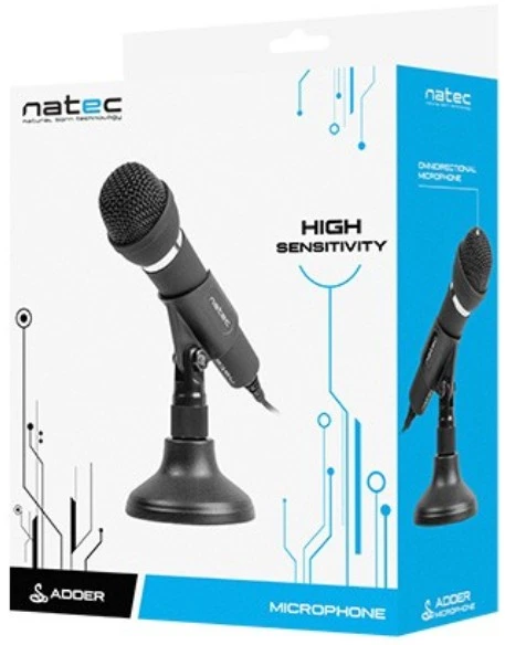 NATEC NMI-0776 mikrofono papildiklis Juodas mini lizdas 3,5 mm žemo triukšmo visaekcinis mikrofonas