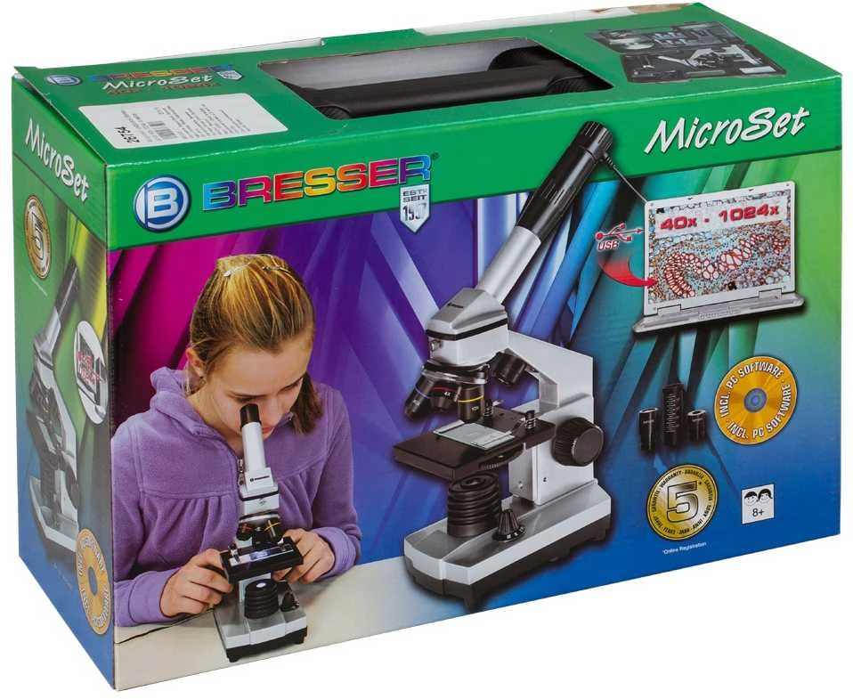 Mikroskopas BRESSER JUNIOR 40X-1024X su dėklu