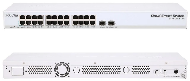 Šakotuvas MikroTik | Cloud Smart Switch | CSS326-24G-2S+RM | Tvarkoma L2 | Montuojamas ant stovo | Gigabit Ethernet (vario) jungtys kiekis 24 | SFP+ jungtys kiekis 2 | 12 mėn.