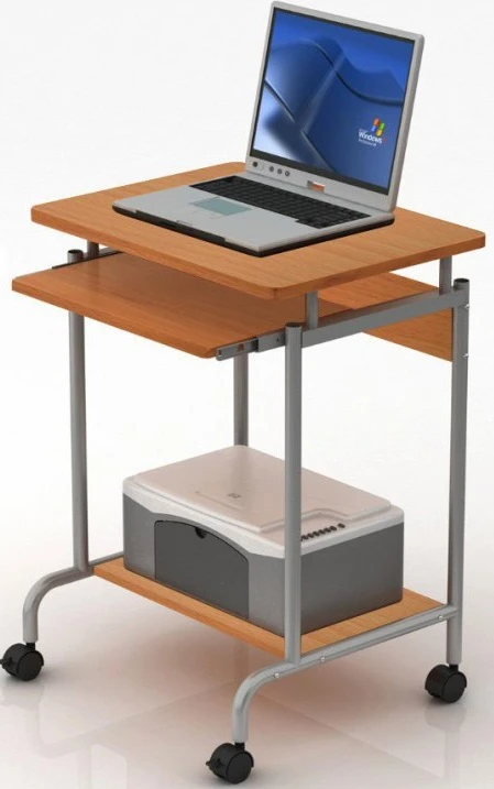 TECHLY 305694 Techly Compact kompiuterio stalas 600x450 su slankiojančiu klaviatūros dėklu bukas/sidabrinis