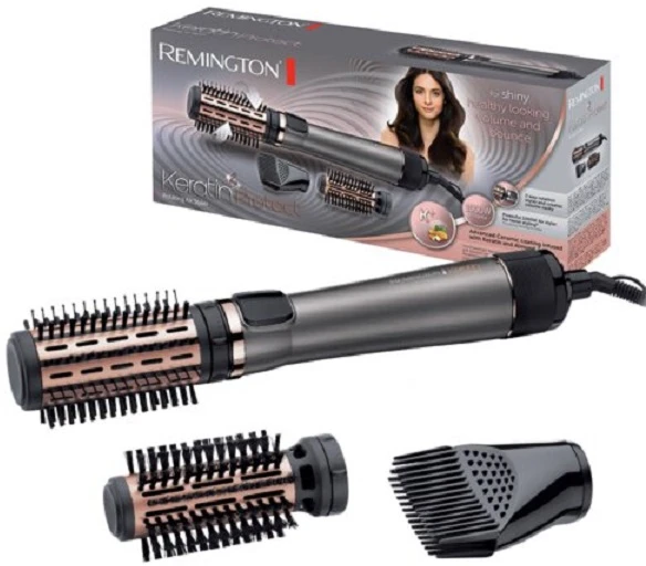 Remington Keratin Protect Rotating Air Styler | AS8810 | Keraminė šildymo sistema | Šildymo lygių skaičius 2 | 100 W | Pilkas/Juodas