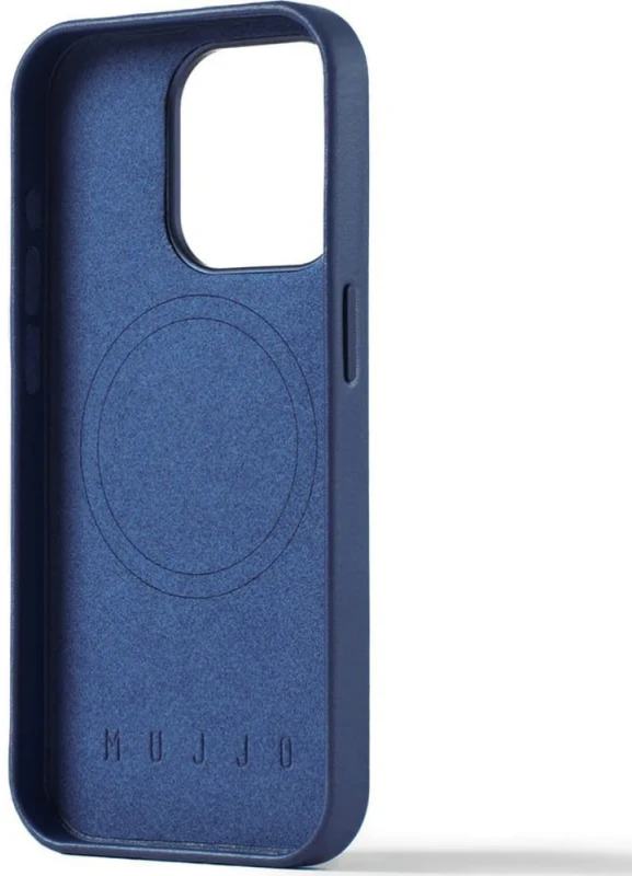 „Mujjo“ odinis piniginės formos dėklas – „iPhone 15 Pro“ telefonams skirti dėklai, suderinami su „MagSafe“ (monaco mėlynas)