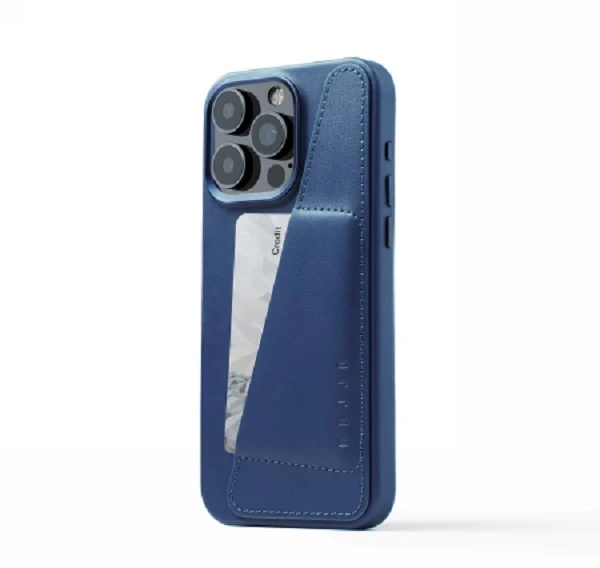 Dėklas Troubadour Goods Limited Mujjo Full Leather Wallet Case – dėklai, sukurti iPhone 15 Pro Max, suderinami su MagSafe (monaco mėlynas)