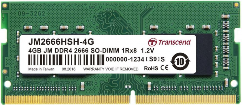 RAM TRANSCEND 4GB JM DDR4 2666MHz SO-DIMM 1Rx8 512Mx8 CL19 1.2V