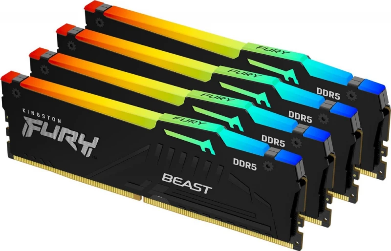 RAM Kingston KF556C40BBK4-128 128GB 5600MT/s DDR5 CL40 DIMM (Kit of 4) FURY Beast Juodas XMP | Kingstonas