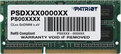 Nešiojamo kompiuterio atmintis „Patriot Signature“ nešiojamojo kompiuterio atmintis, SODIMM, DDR3L, 4 GB, 1600 MHz, CL11 (PSD34G1600L2S)