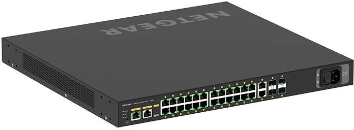 Šakotuvas NETGEAR AV Line M4250-26G4XF-PoE+ 24x1G PoE+ 480W 2x1G ir 4xSFP+ valdomas jungiklis