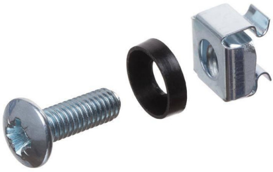 Netrack stelažo tvirtinimo varžtų (Juoda washer su flange) komplektas. 4vnt.