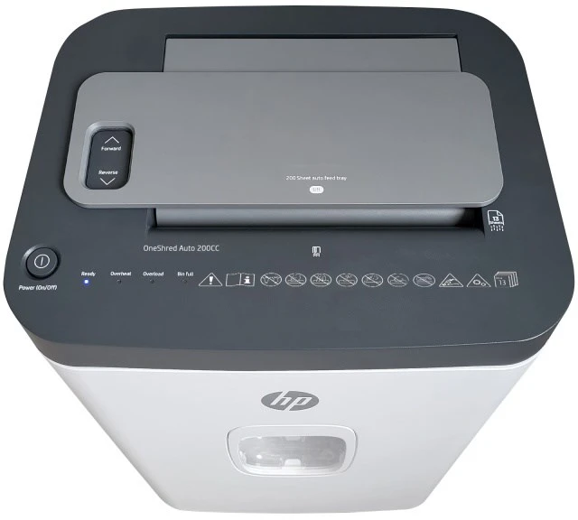 HP OneShred Auto 200CC smulkintuvas – viršutinis valdymo skydelis