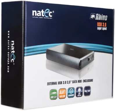 Kietasis diskas NATEC NKZ-0448 RHINO išorinis USB 3.0 korpusas skirtas 3,5 colio SATA HDD juodas aliuminis