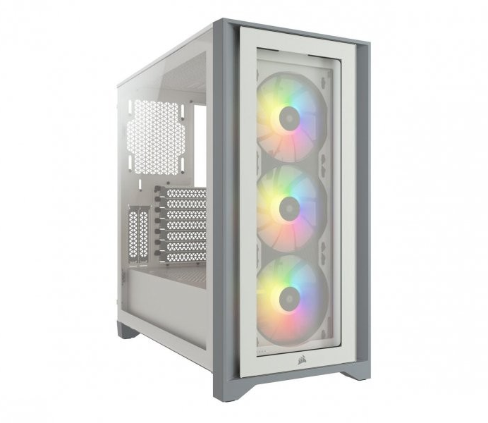 Korpusas Corsair iCUE 4000X RGB, tempered glass, baltas