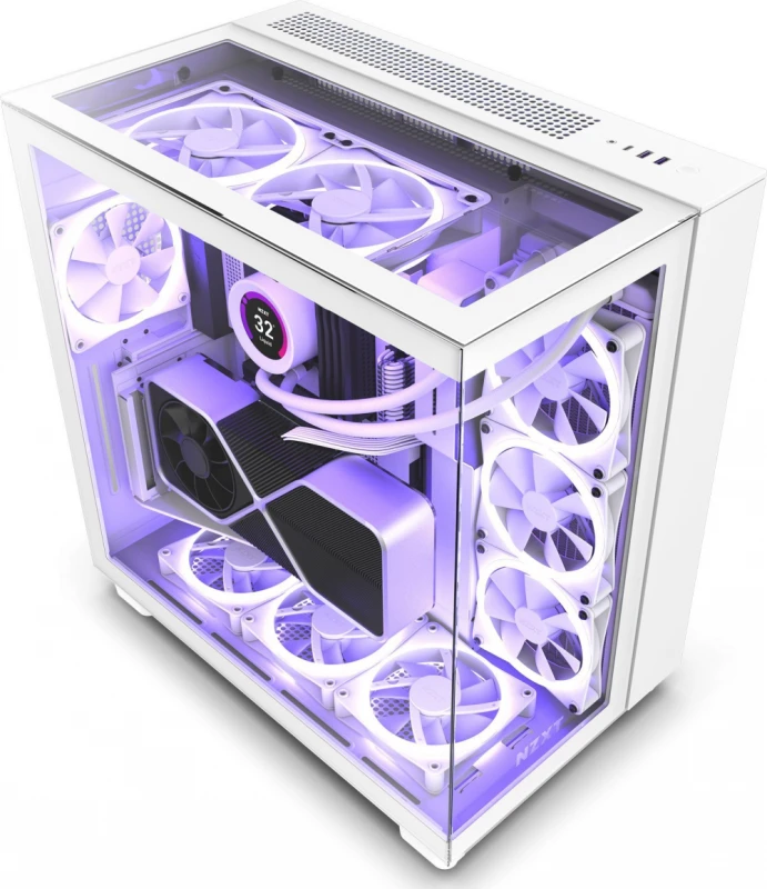 NZXT PC dėklas H9 Elite Midi bokštinis langas baltas