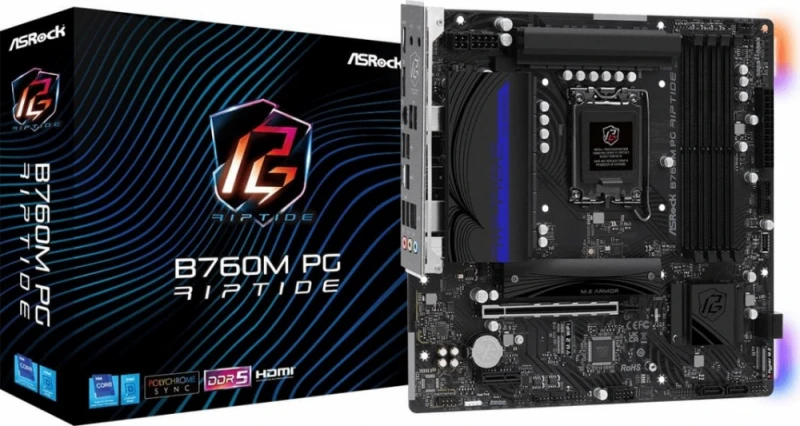 Pagrindinė plokštė ASROCK Intel B760 Express/LGA1700/Micro-ATX/Memory DDR5/Atminties lizdai 4/1xPCI-Express 4.0 1x/1xPCI-Express 4.0 16x/2xM.2/1xHDMI/1xDisplayPort/4xUSB 2.0/3xUSB 3.2/1xUSB-C/1xPS/2/1xRJ45/3xAudio port