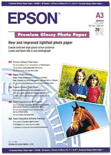 „Epson Premium“ blizgus fotopopierius, DIN A3, 255 g/m², 20 lapų