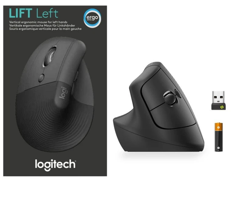 Kompiuterinė pelė Logitech Lift Left, Grafito spalvos