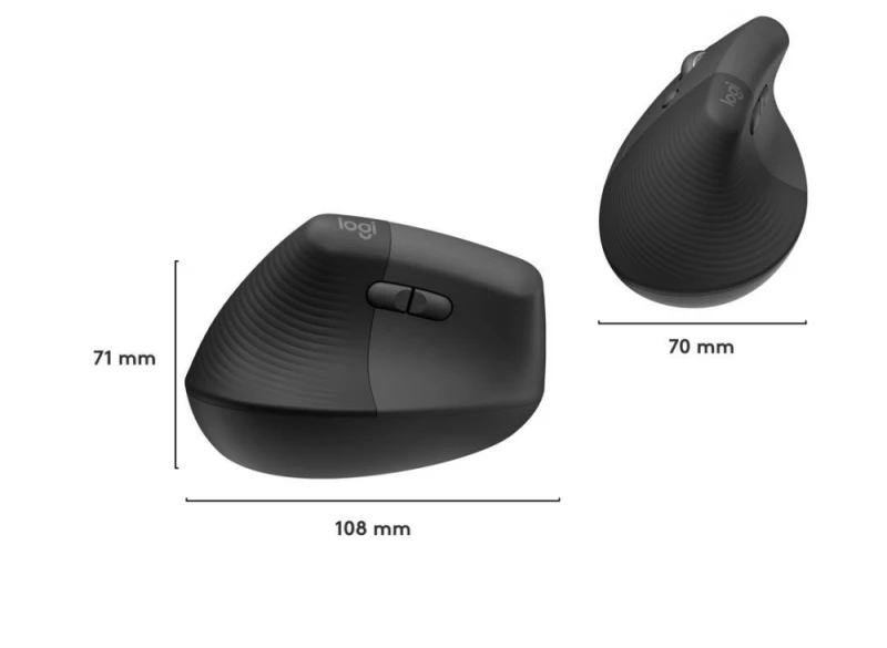 Kompiuterinė pelė Logitech Lift Left, Grafito spalvos