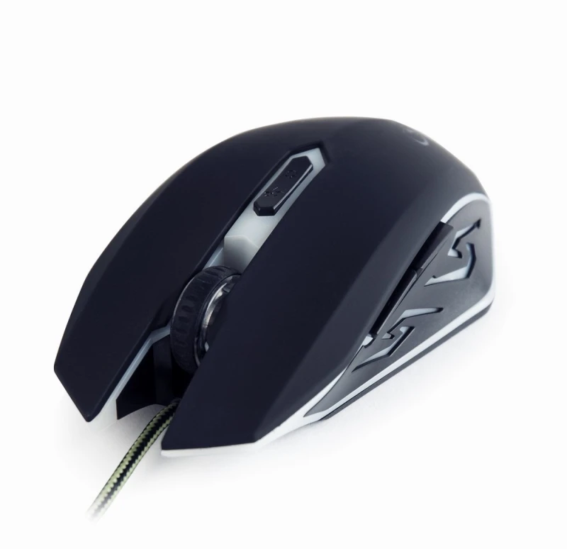 GEMBIRD MUSG-001-G Gembird žaidimų optinė pelė 2400 DPI, 6 mygtukų, USB, juodas su žalias apšvietimu