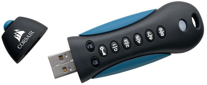 CORSAIR Flasch Padlock3 64GB saugus USB3.0 atmintukas su klaviatūra Saugus 256 bitų aparatinės įrangos AES šifravimas