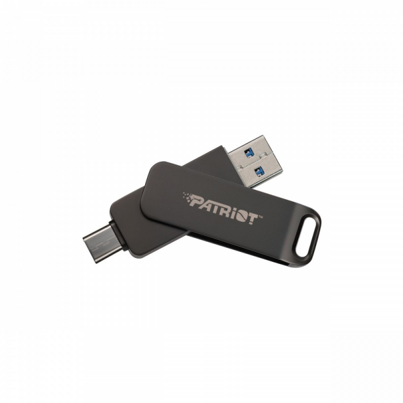 USB atmintinė PATRIOT Rage R550 32GB 100 MB/S USB A+C su pasukamu dizainu (PE32GR550DSAD) Juodas