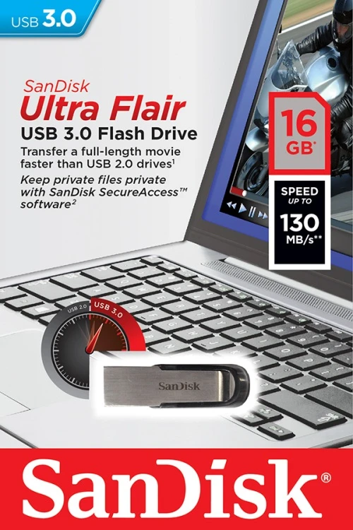 USB laikmena SanDisk 16GB Ultra Flair USB 3.0 130 MB/s