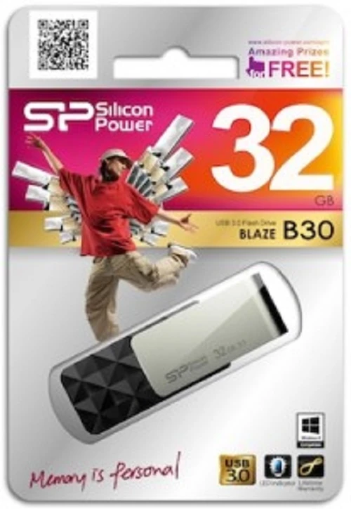 Silicon Power Blaze B30 32 GB, USB 3.0, Juodas