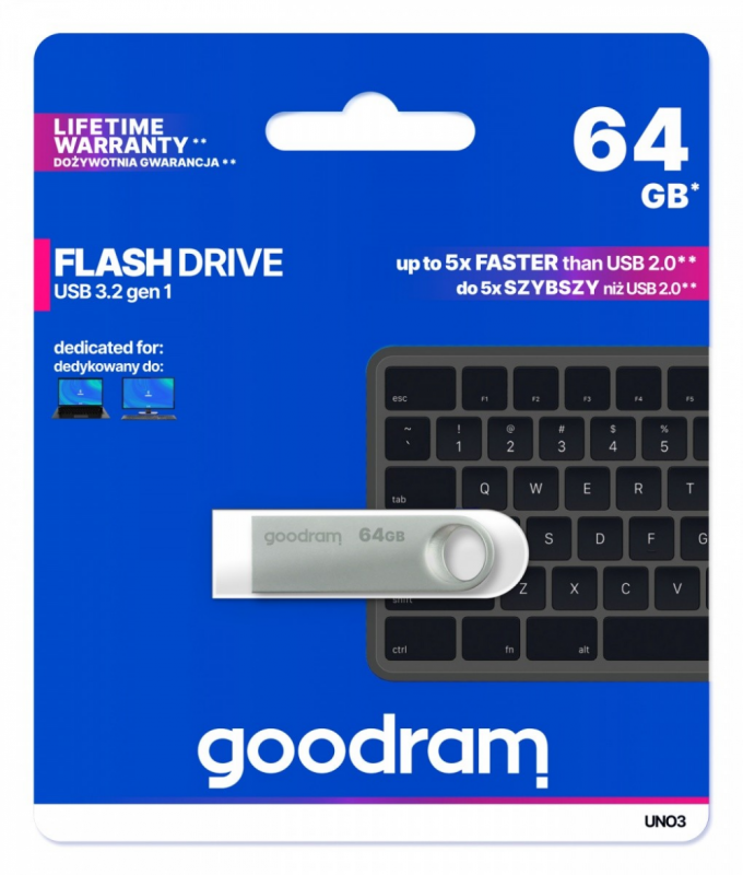 Blow PENDRIVE 64GB GOODRAM UNO3 USB3.2
