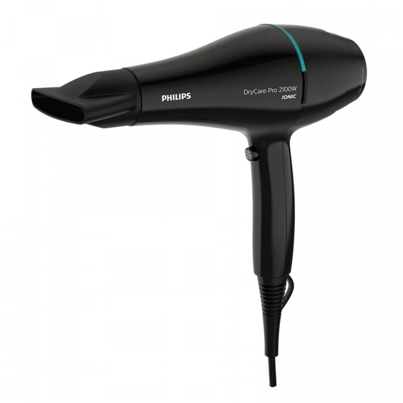 „Philips DryCare Pro“ plaukų džiovintuvas BHD272/00 Galingas kintamosios srovės variklis, 2100 W džiovinimo galia, didelis oro greitis iki 130 km/h*, joninė priežiūra žvilgantiems plaukams.