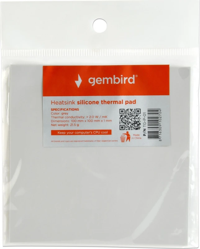 GEMBIRD TG-P-01 silikoninis šilumos kriauklės kilimėlis 100x100x1mm