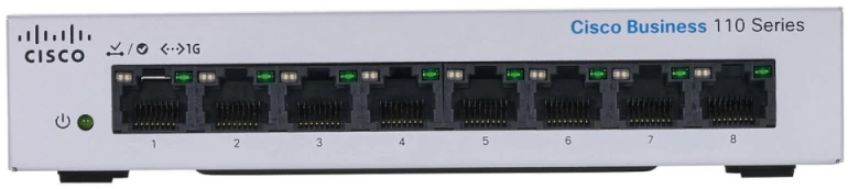 Šakotuvas „Cisco CBS110“ nevaldomas 8 prievadų GE, stalinis kompiuteris, išorinis PS