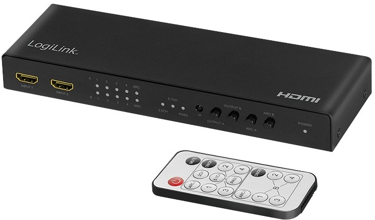 LogiLink Jungiklis 4x2 hdmi, 4k 60hz, su pultu