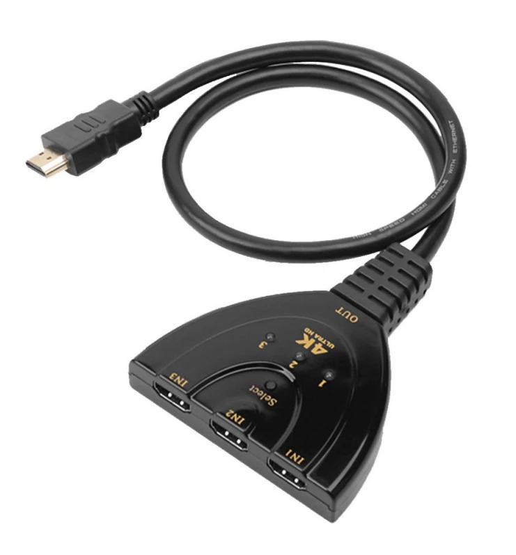 TECHLY Switch HDMI 3x1 Pigtail 4K
