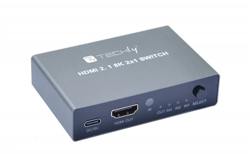 Techly HDMI 8K jungiklis su valdymo mygtuku