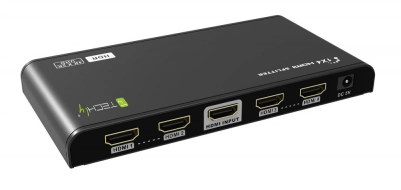 Techly 1x4 HDMI skirstytuvas su penkiomis jungtimis