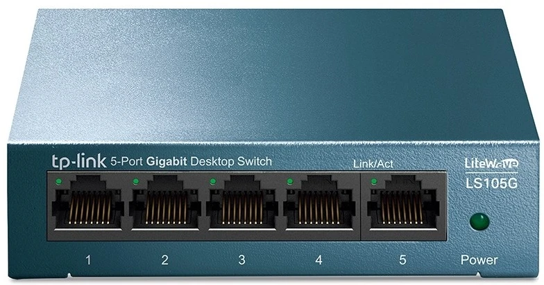 Šakotuvas TP-LINK LiteWave 5 prievadų gigabito darbalaukio komutatorius su 5 gigabito RJ45 prievadais, plieniniame korpuse