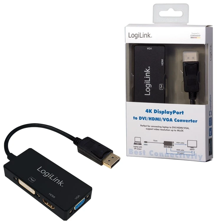 LOGILINK CV0109 LOGILINK – 4K DisplayPort į DVI/HDMI/VGA konverteris