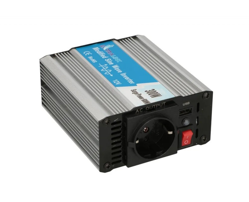 EXTRALINK automobilio įtampos keitiklis 12V-230V 300W modifikuotas sinusas OPIM-300W