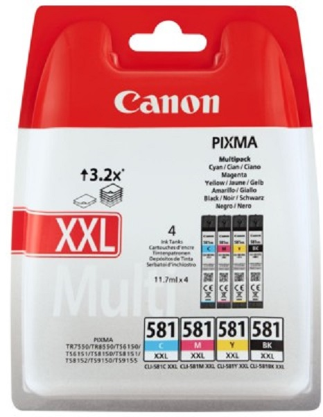 Canon CLI-581 C/M/Y/BK XXL rašalo kasetė, sudėtinė pakuotė