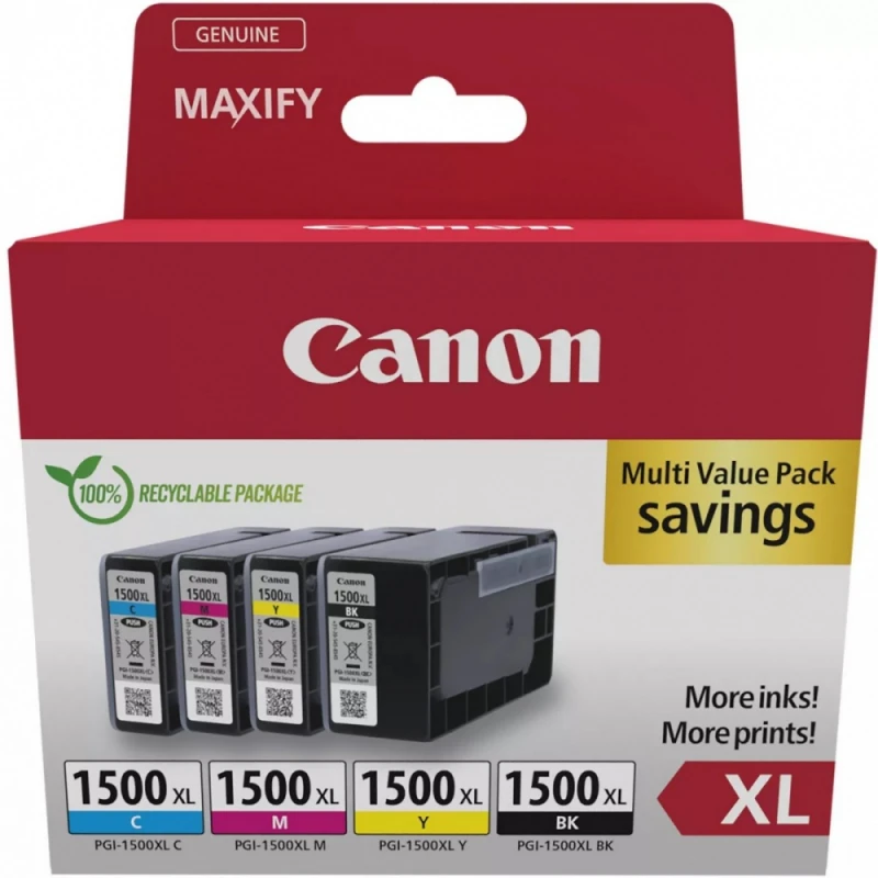 Canon PGI-1500XL C, M, Y, BK rašalo kasečių sudėtinė pakuotė